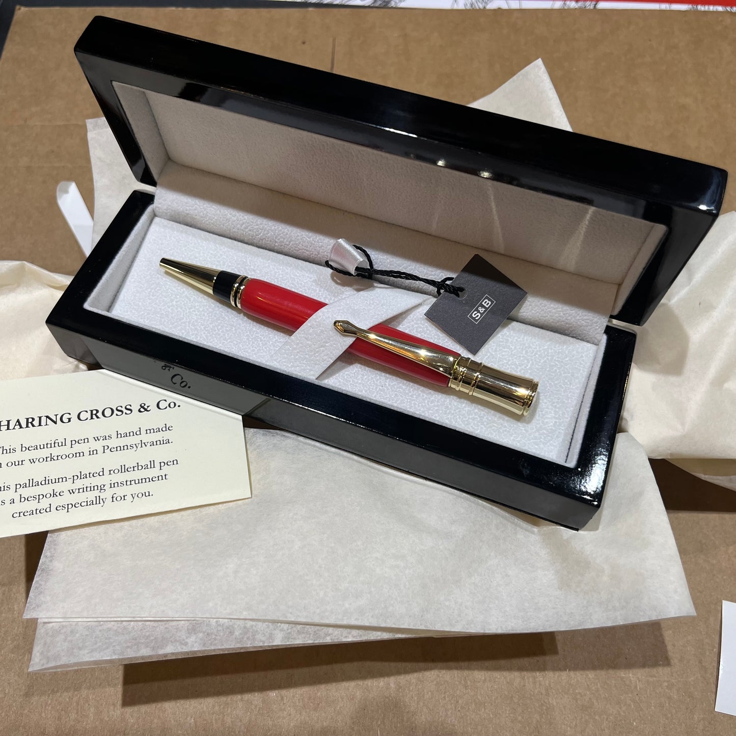 GIFT: Red Crossgrain Leather Notebook and Red Pen | Charing Cross