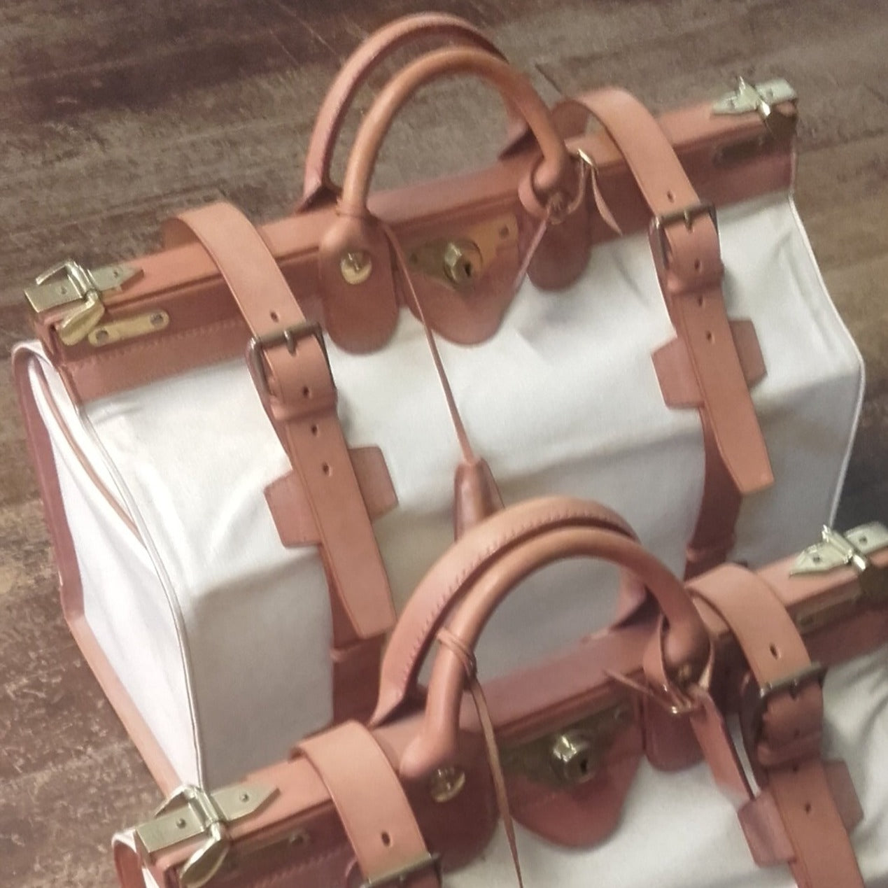 Classic Gladstone Bag | Kit Bag in Canvas Duck with English Bridle Leather Trim | Hand Stitched in England | Deposit for Bespoke Production
