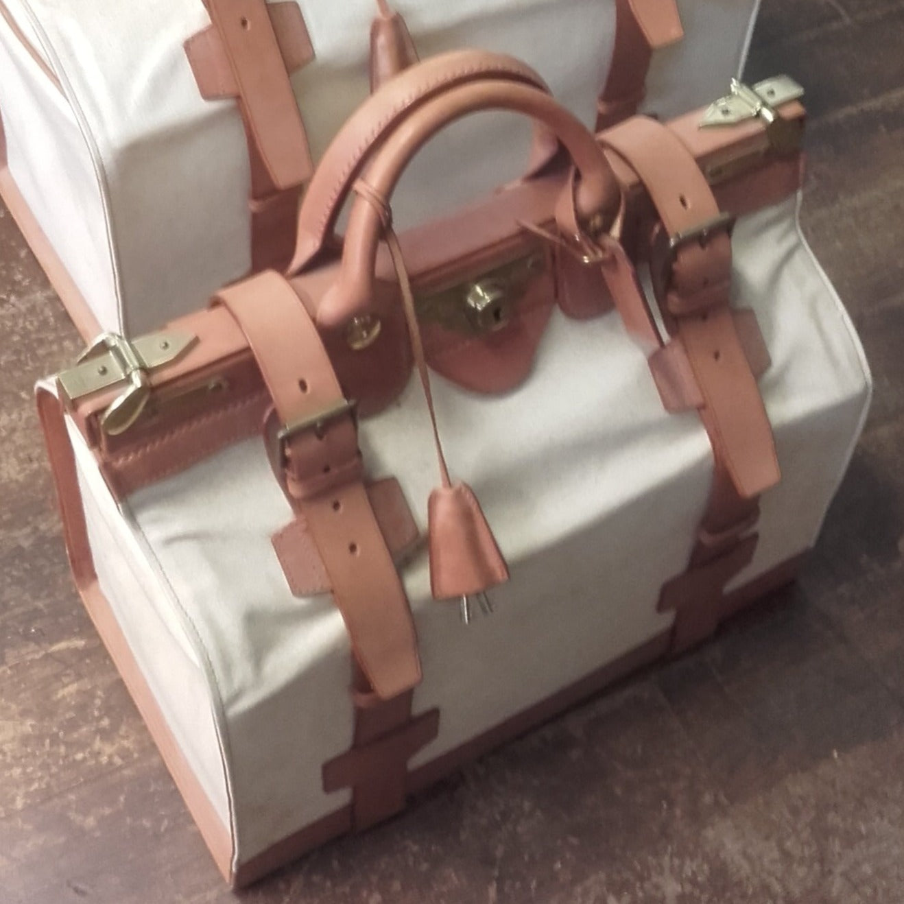 Classic Gladstone Bag | Kit Bag in Canvas Duck with English Bridle Leather Trim | Hand Stitched in England | Deposit for Bespoke Production