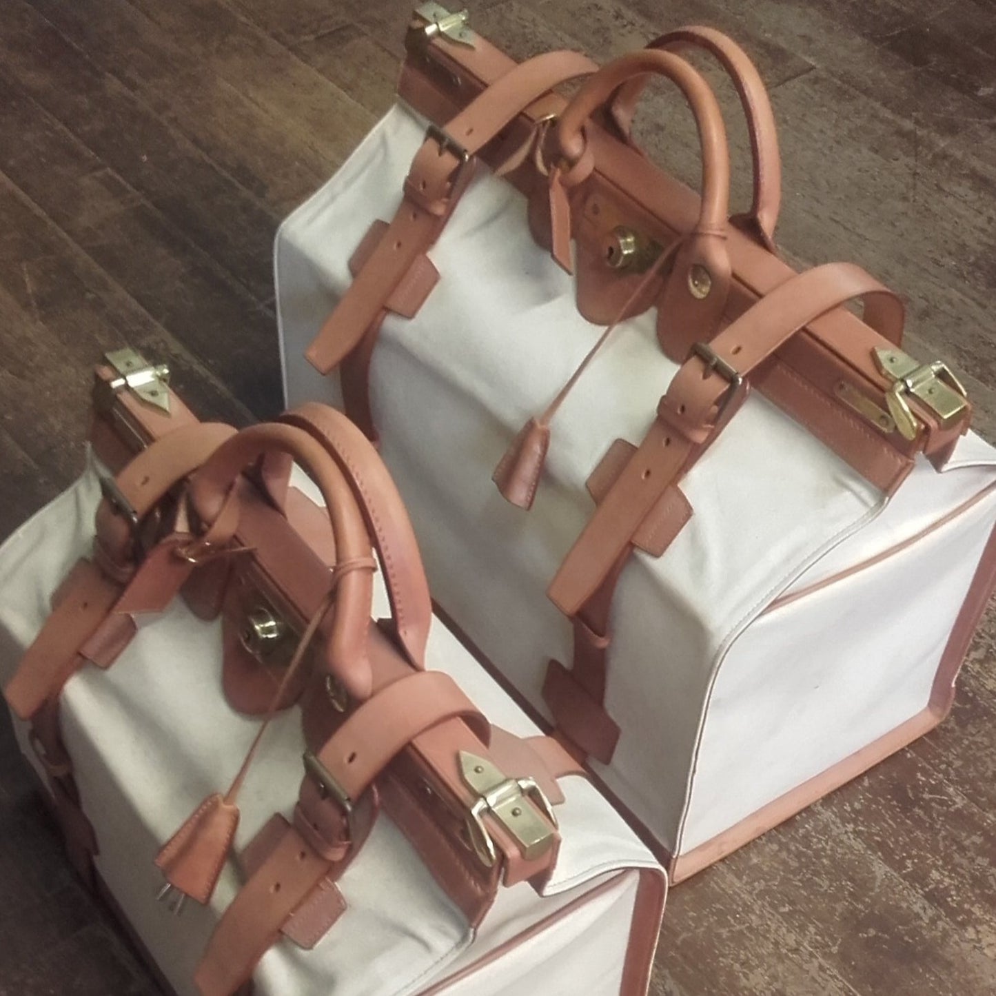Classic Gladstone Bag | Kit Bag in Canvas Duck with English Bridle Leather Trim | Hand Stitched in England | Deposit for Bespoke Production