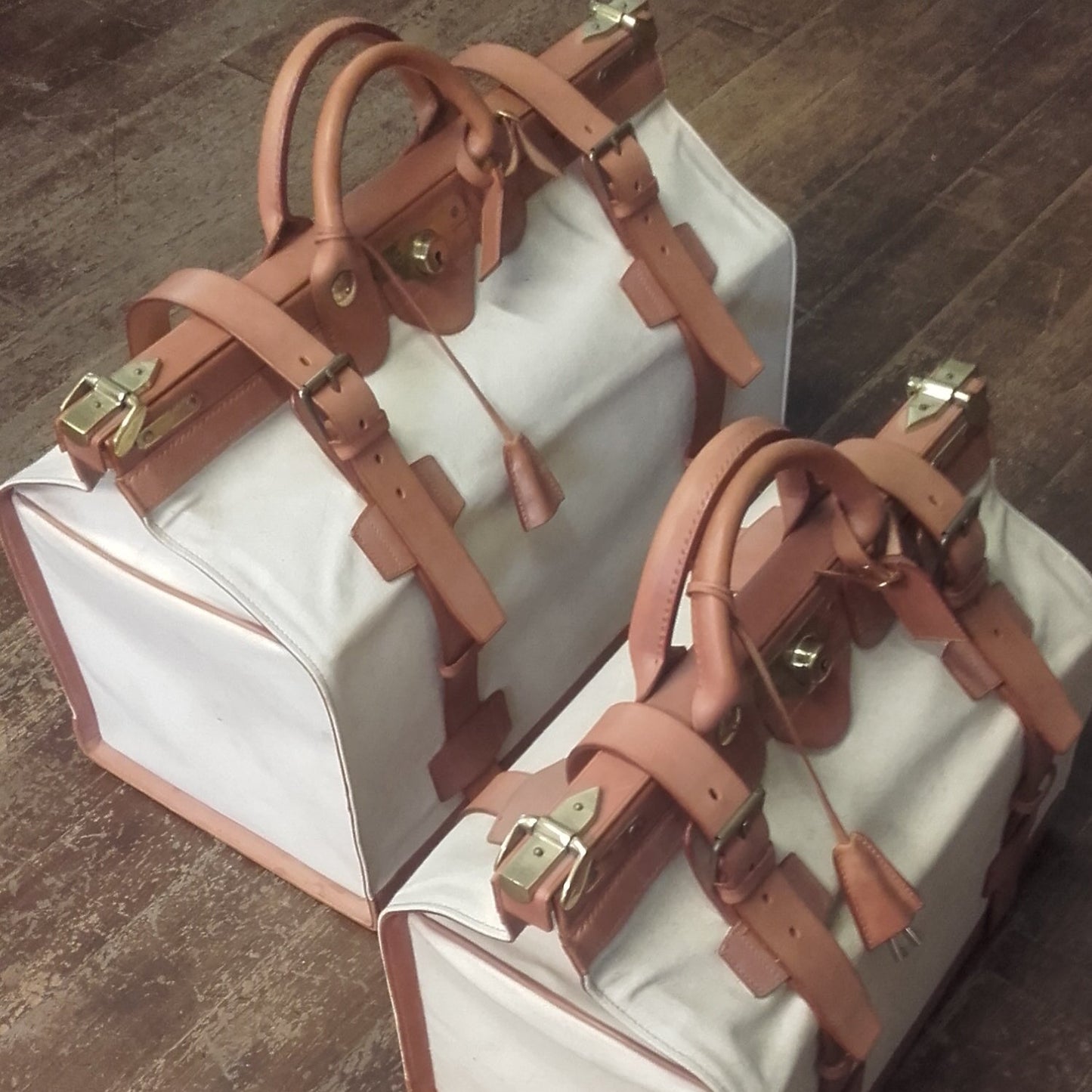 Classic Gladstone Bag | Kit Bag in Canvas Duck with English Bridle Leather Trim | Hand Stitched in England | Deposit for Bespoke Production