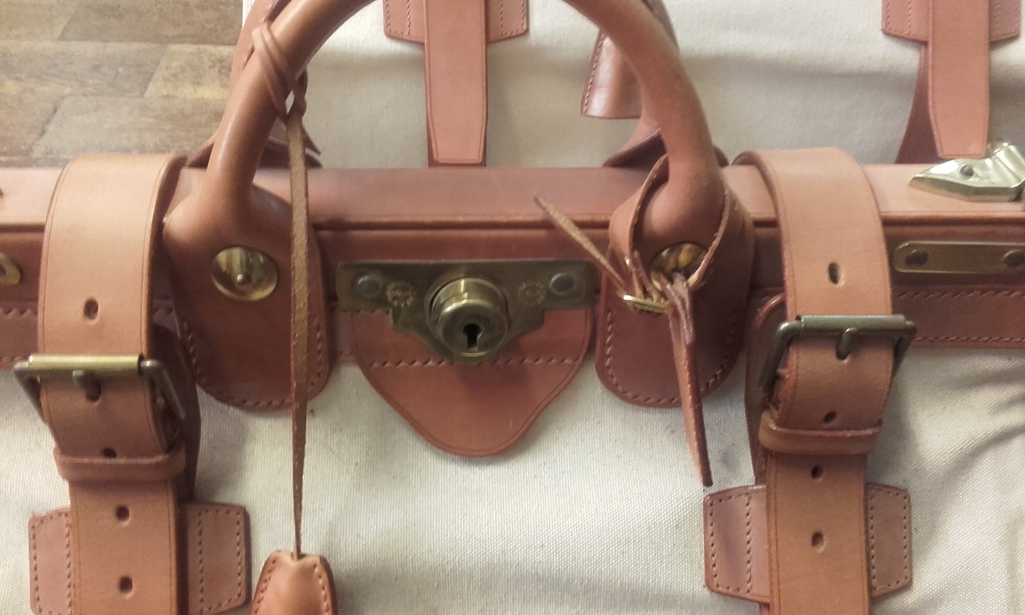 Classic Gladstone Bag | Kit Bag in Canvas Duck with English Bridle Leather Trim | Hand Stitched in England | Deposit for Bespoke Production