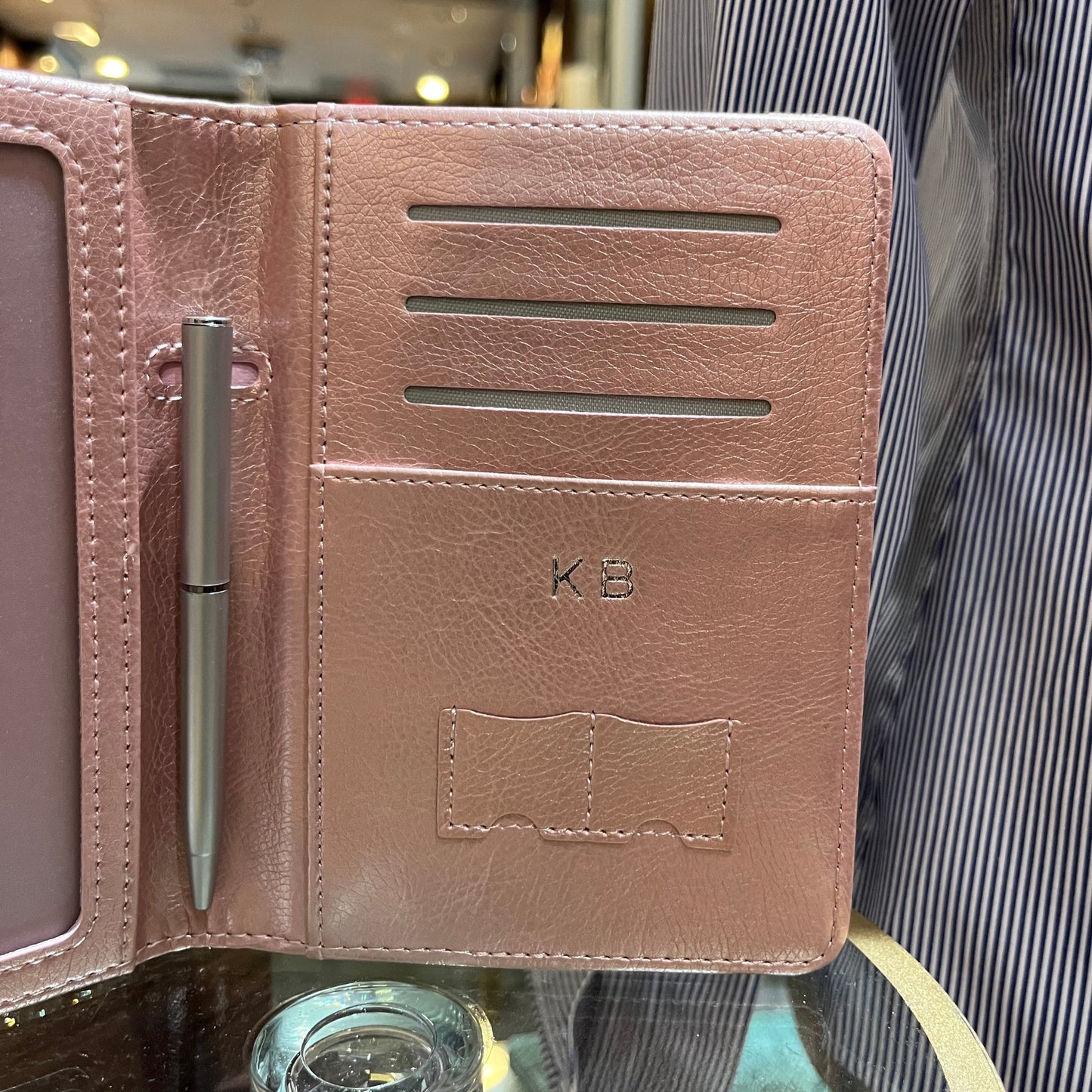 " Custom Stamping on Pink Passport Case | Initials