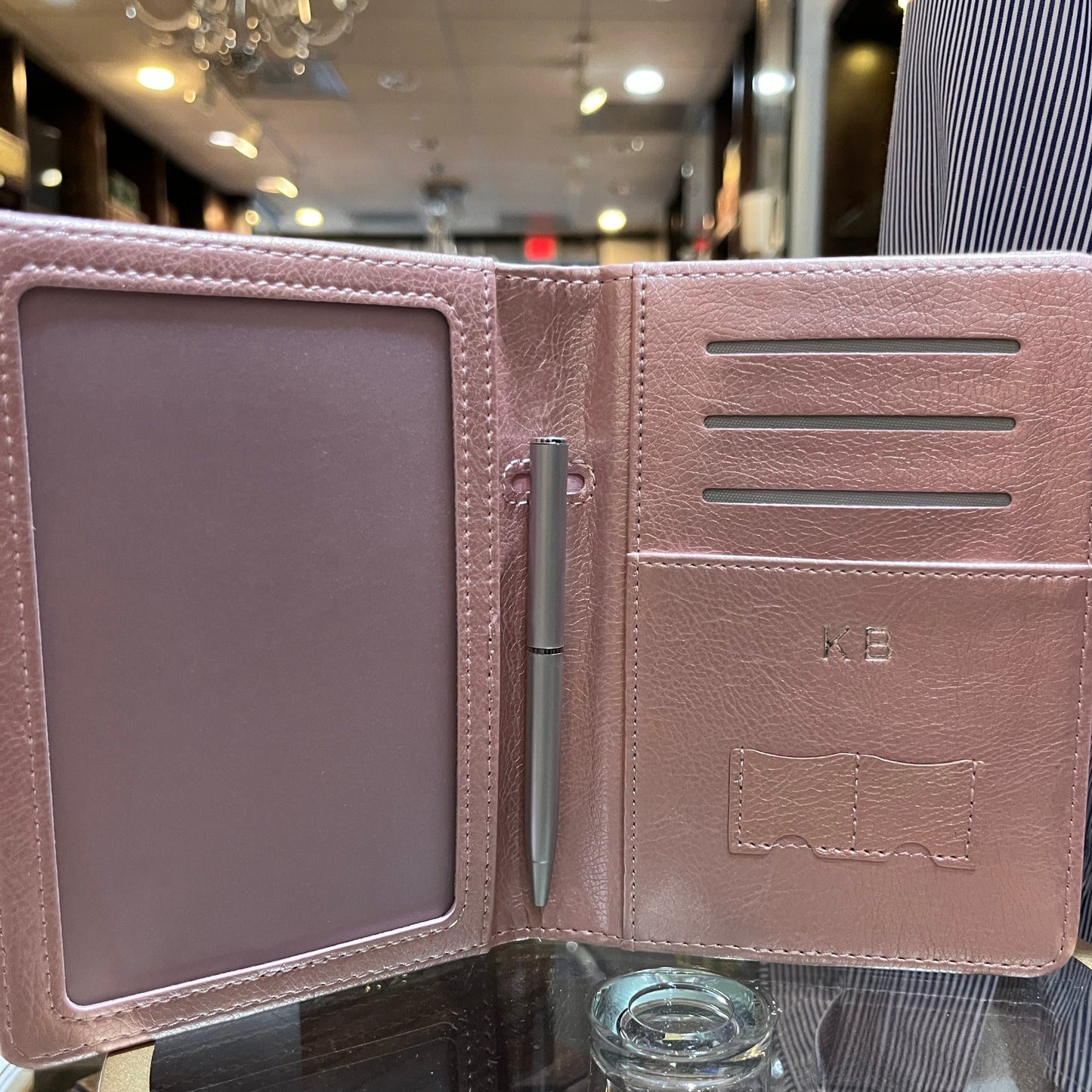 " Custom Stamping on Pink Passport Case | Initials