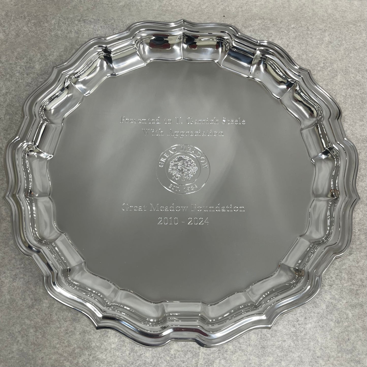 " Engraving - Pewter - Great Meadow Foundation - Digitization of Logo and Engraving of Logo
