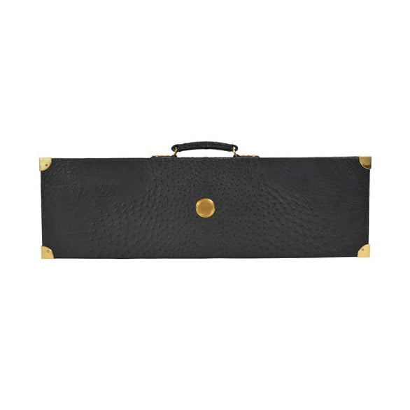 Bespoke Gun Case Box | Custom Gun Box | Authentic Ostrich and English Bridle Leather | Suede Lining | Hand Stitched and Handmade in England
