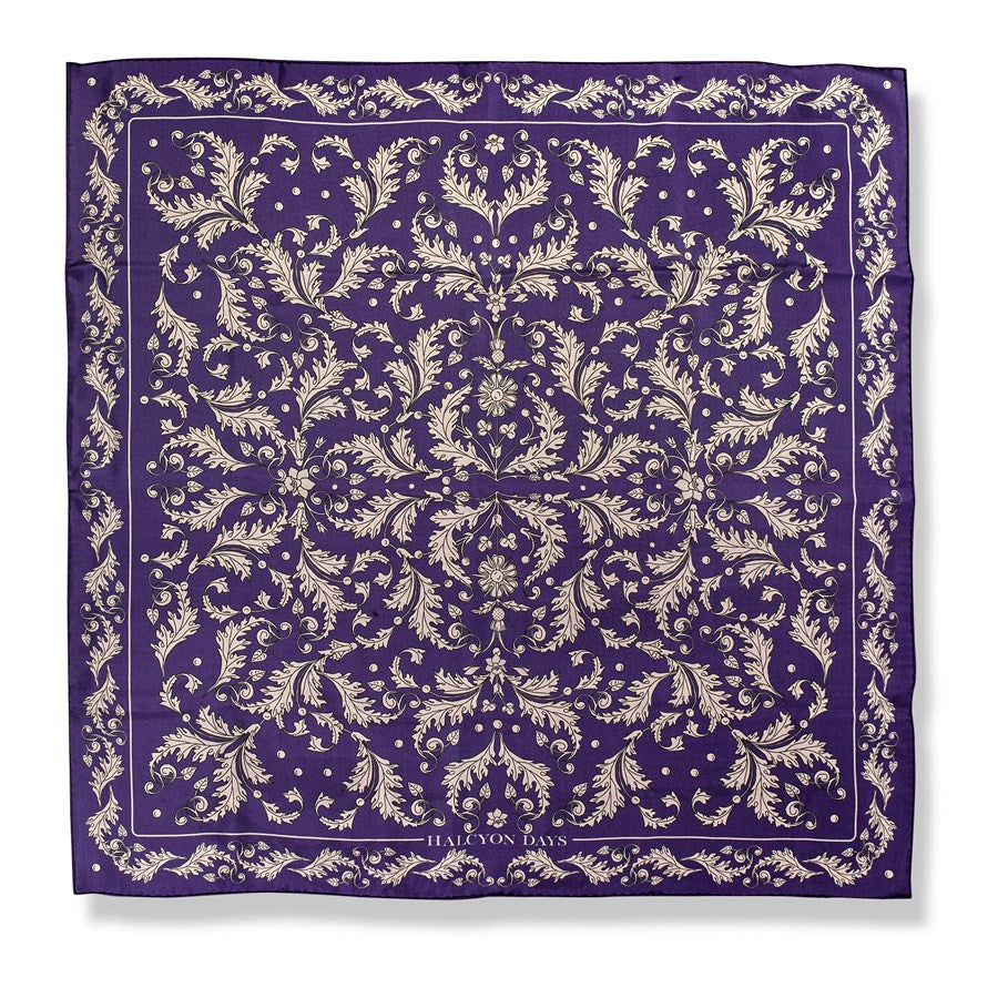 Halcyon Days | Queen's Platinum Jubilee Silk Scarf | Celebration of the Queen's Platinum Jubilee | Navy Blue | 36 by 36 Inches