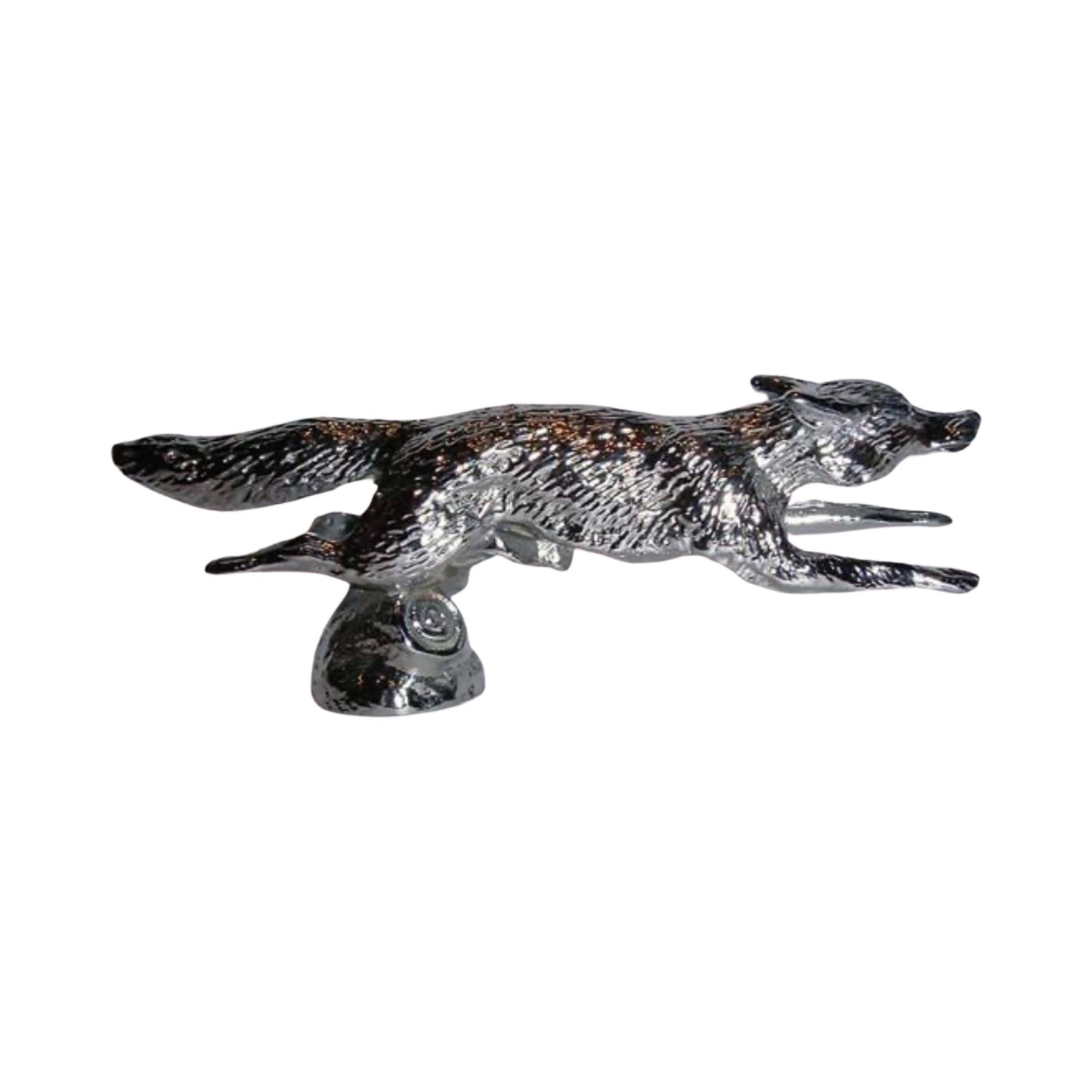 Hood Ornament | Running Fox | Small |  Mascot / Hood Ornament | Chrome Plate Finish | 2 by 5 Inches | Made in England