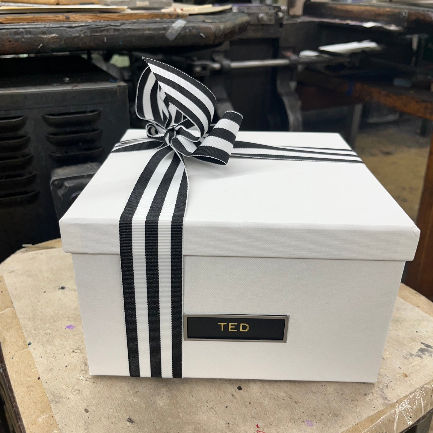 Ted, thank you for being our fan | Engraved Plate on Natural Walnut Base with Leather | Luxury, Archival Packaging
