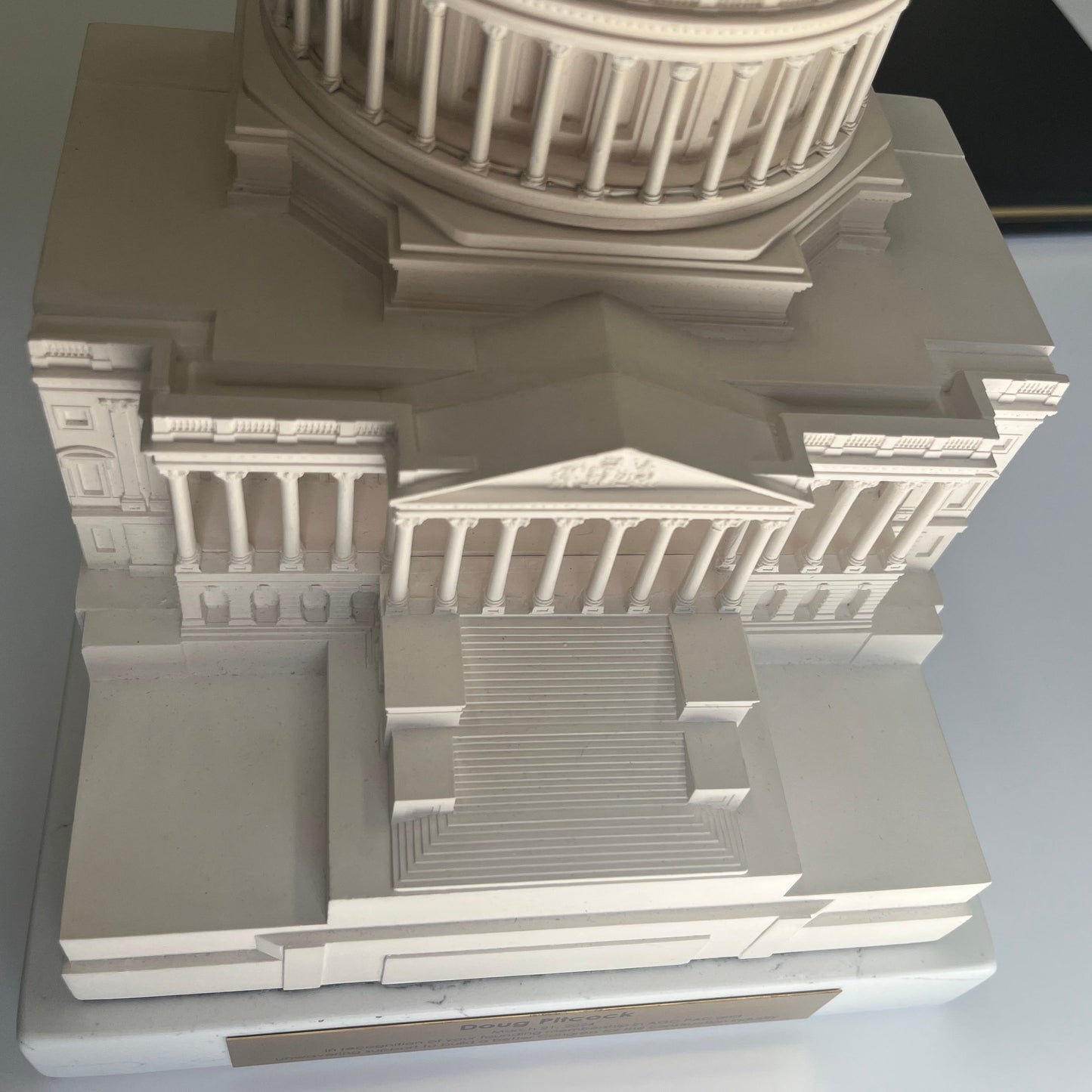 Capitol Building Sculpture Award | AGC PAC | Marble Base Only | White Cararra Marble | 7 by 8 by 1.25 inches