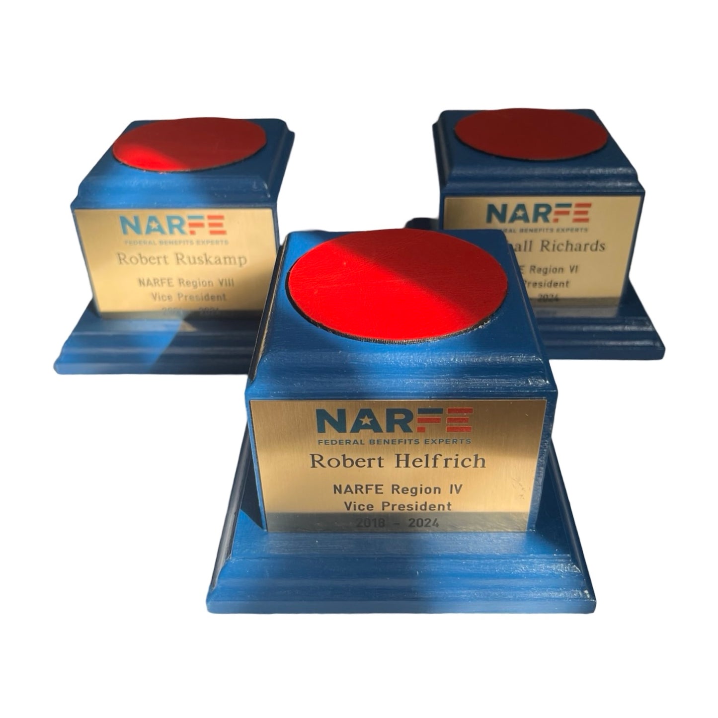 NARFE 2025 | Waterford Crystal Capitol Dome Awards with Engraved Plate on Blue Stained Walnut Base