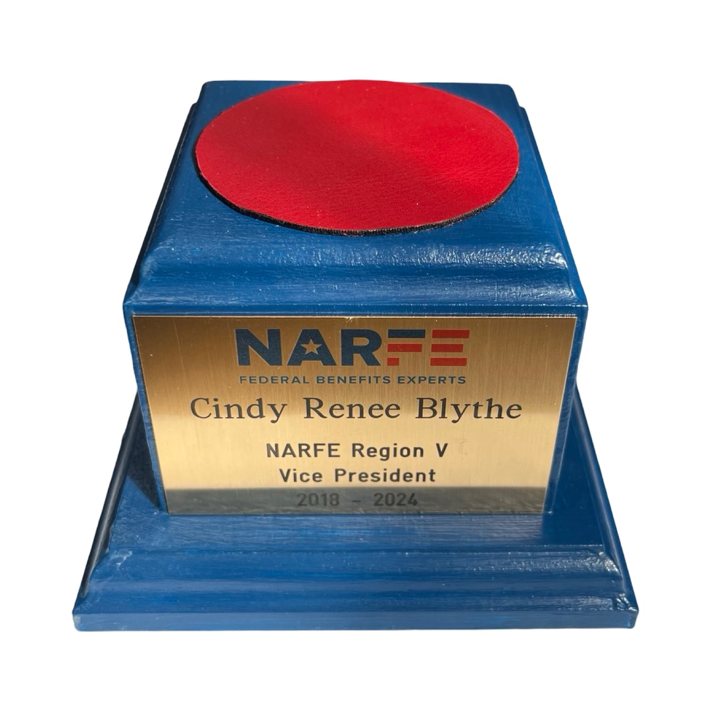 NARFE 2025 | Waterford Crystal Capitol Dome Awards with Engraved Plate on Blue Stained Walnut Base