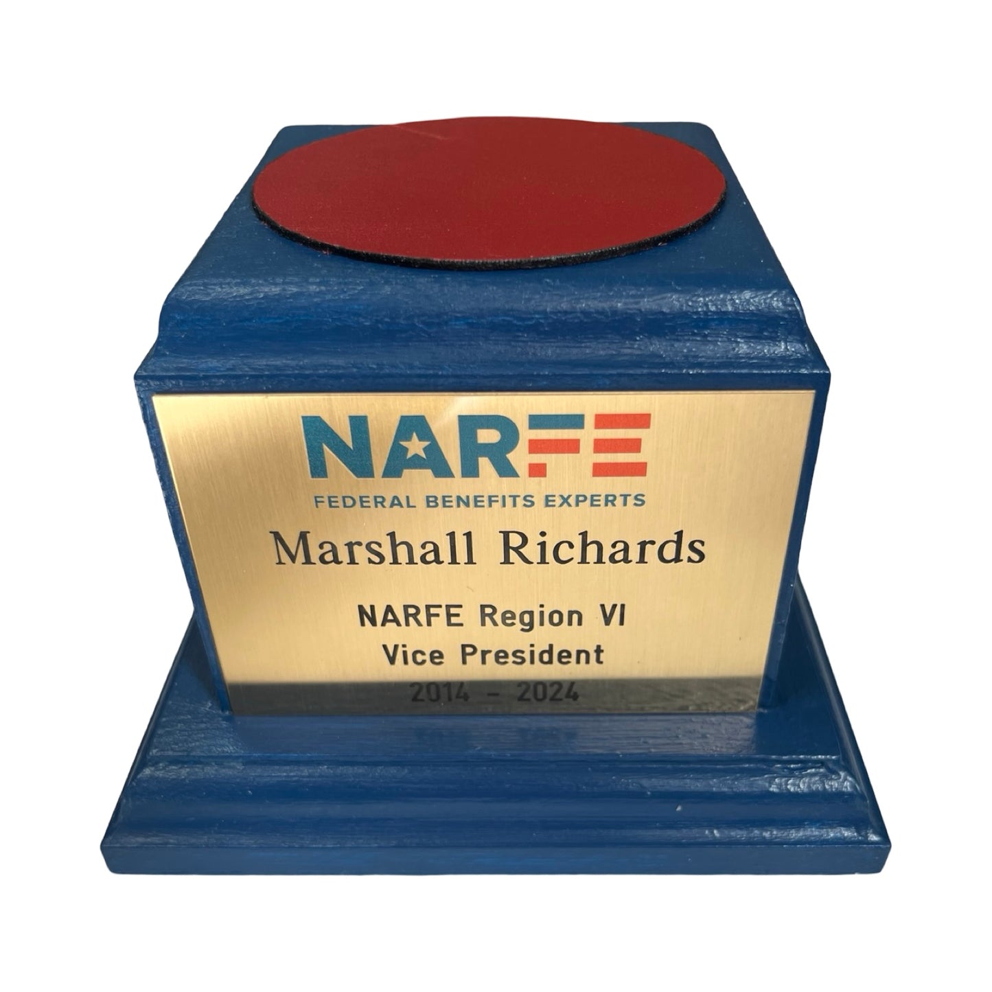 NARFE 2025 | Waterford Crystal Capitol Dome Awards with Engraved Plate on Blue Stained Walnut Base