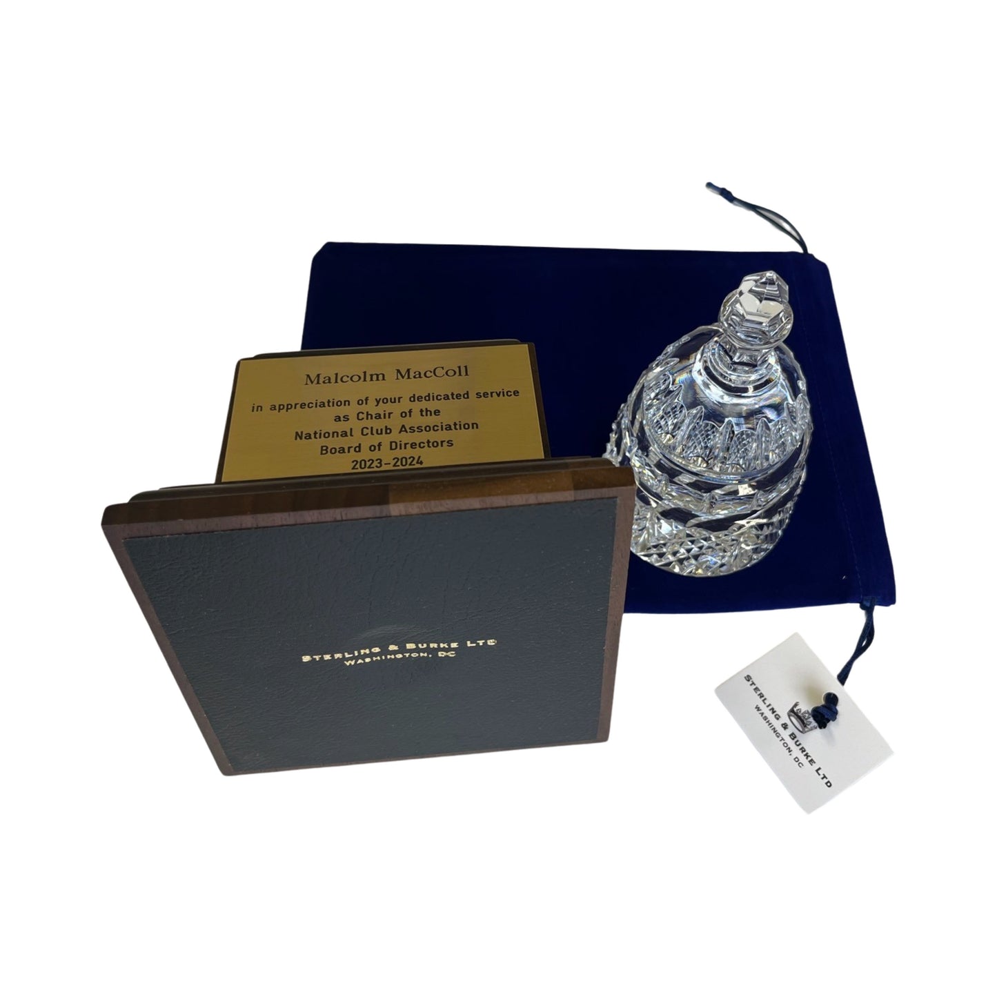 Waterford Crystal Capitol Dome Award on Walnut Base | Brass Plate Engraved | National Club Association | April 2025
