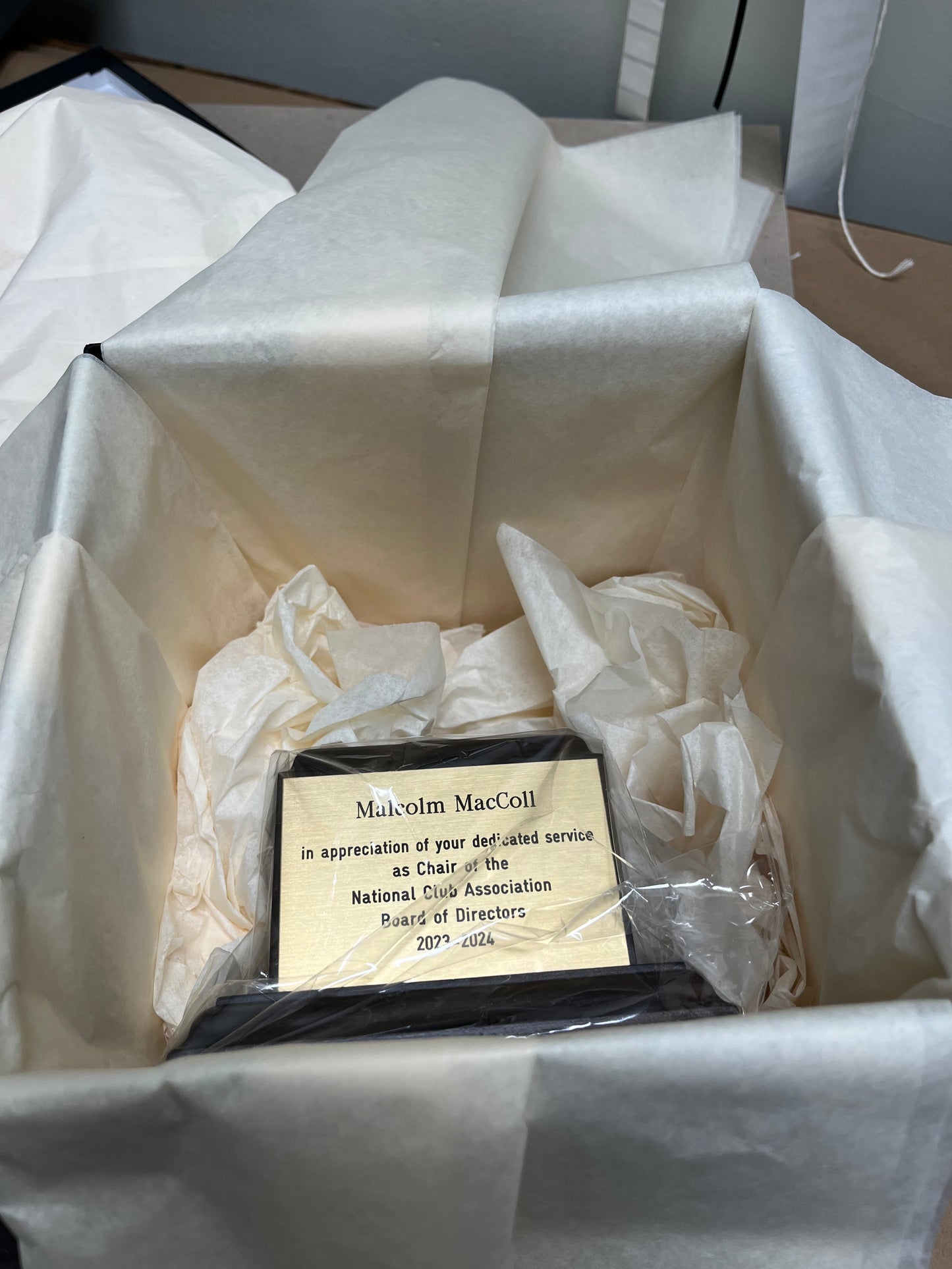 Waterford Crystal Capitol Dome Award on Walnut Base | Brass Plate Engraved | National Club Association | April 2024 | Malcolm MacColl