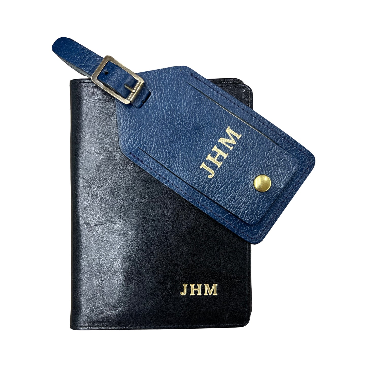 Charing Cross Personalized Calf Leather Passport Cover | Gold Initials Included | Black, Red, Wine Calf