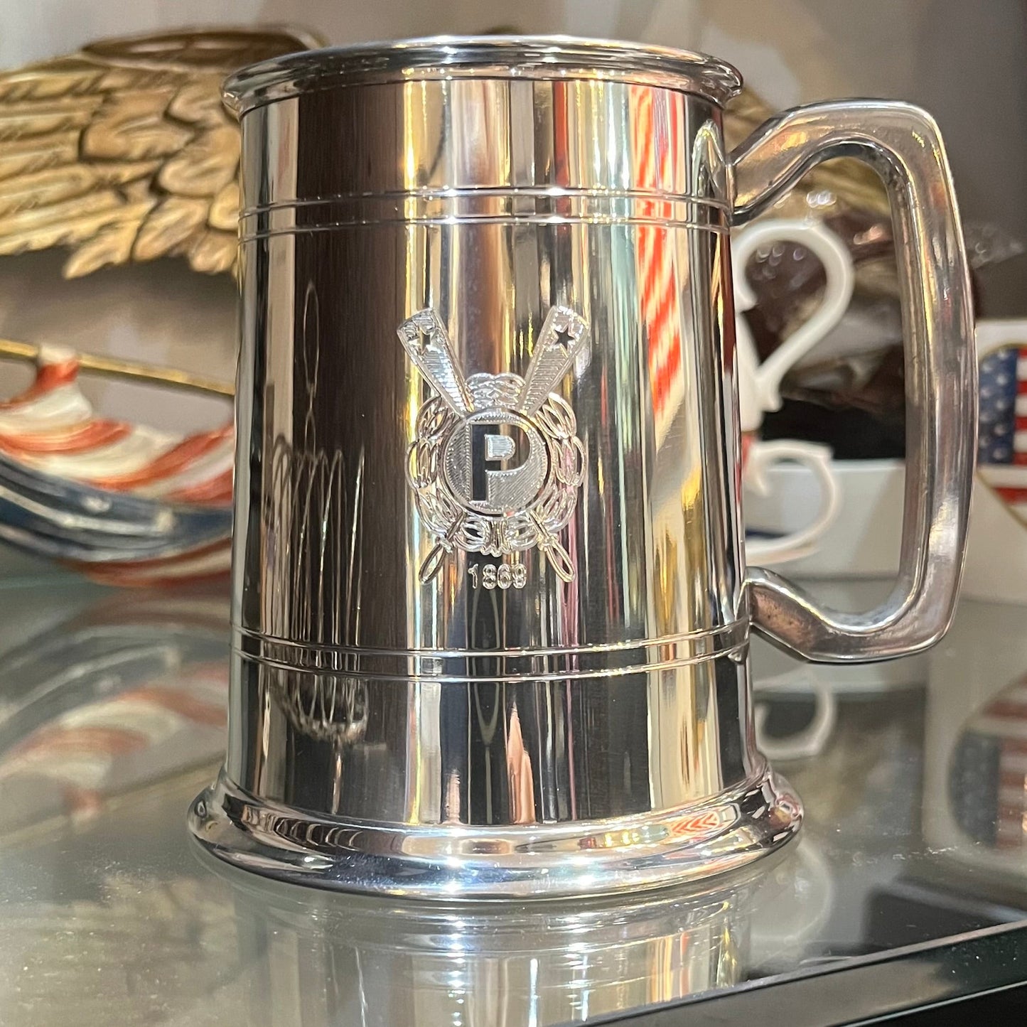 Pewter Tray Engraved | 4 Sizes | Simple Lip Edge Round Tray | Solid Pewter | 4 Sizes | Finest Quality | Made in USA