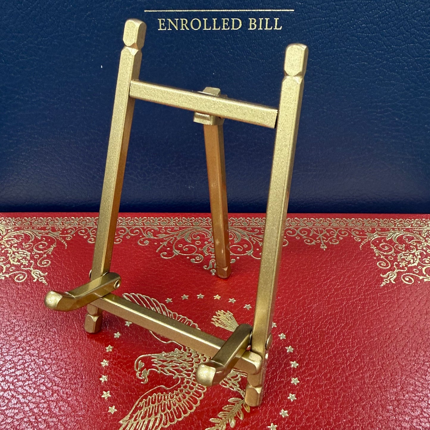 Blue Plate Stand | Wood with brass hinge | Presentation Stand