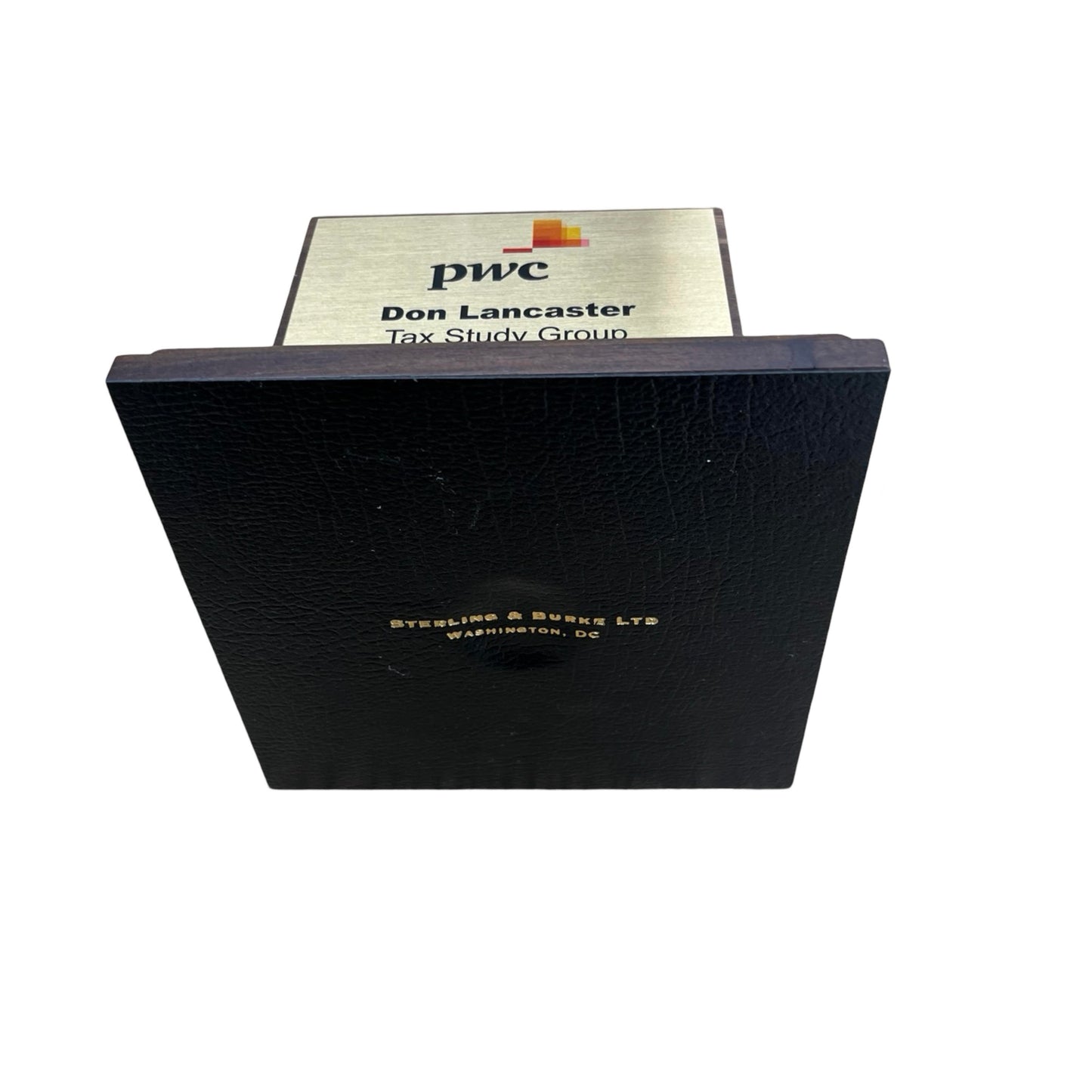 PriceWaterhouseCoopers | Waterford Crystal Capitol Dome Paperweight | Walnut Base with Color Logo and Text on Brass Plate | Don Lancaster | June 2024