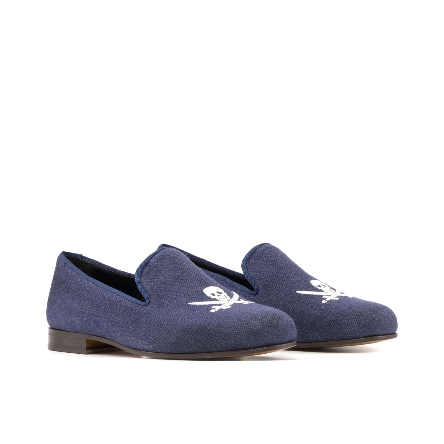 Custom Prince Albert Men's Slipper Shoes | Skull and Swords Embroidered Shoes | Handcrafted | Made To Order
