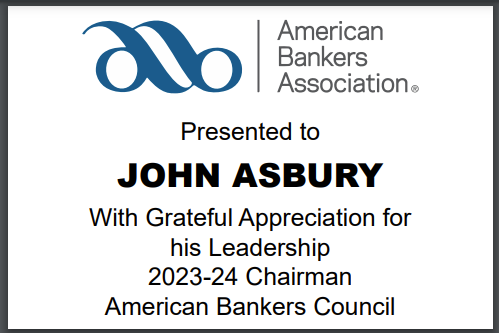 American Bankers Assoc. 2024 | Crystal Capitol Dome on Natural Walnut with Photo Etched Text and Logo on Brass Plate