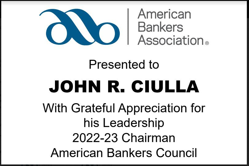 American Bankers Assoc. 2023 | Crystal Capitol Dome on Natural Walnut with Photo Etched Text and Logo on Brass Plate