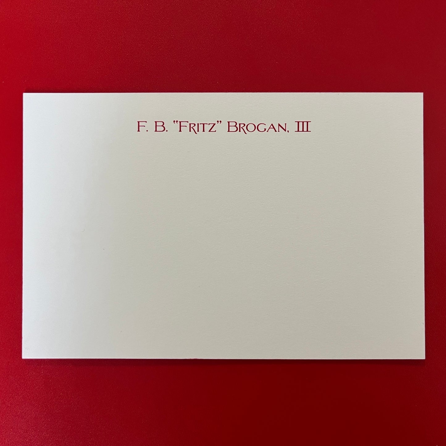 Bespoke Stationery | Kenneth Lin, Arena Stage | Large Correspondence Card and Lined Envelope | Text in Two Locations on Card Only | Hand Engraved | Finest Quality