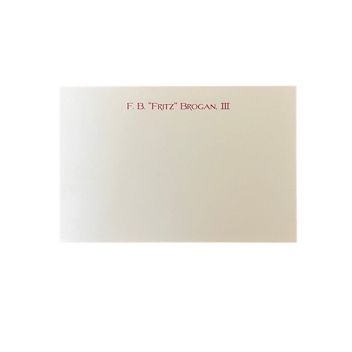 Bespoke Stationery | Kenneth Lin, Arena Stage | Large Correspondence Card and Lined Envelope | Text in Two Locations on Card Only | Hand Engraved | Finest Quality