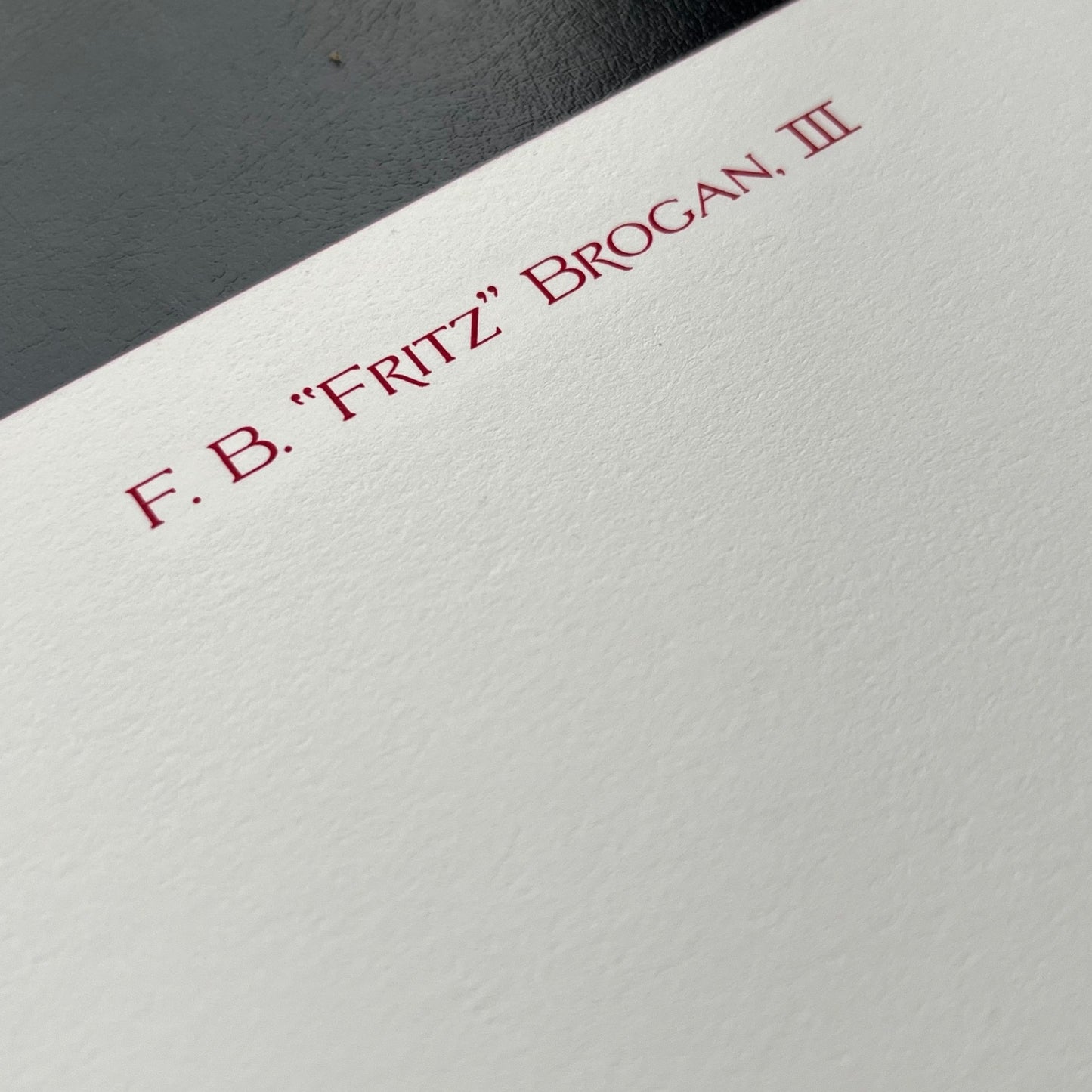 Bespoke Stationery | Kenneth Lin, Arena Stage | Large Correspondence Card and Lined Envelope | Text in Two Locations on Card Only | Hand Engraved | Finest Quality