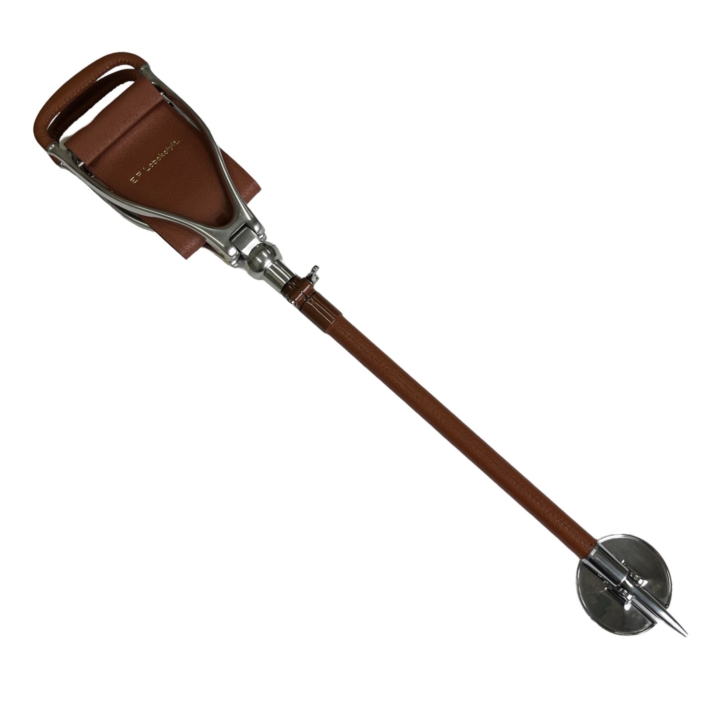 Bespoke Shot Over Seat Stick | Name Engraved in Gold | all leather in Tan | Adjustable Height and Swivel Seat | Full Name Personalization