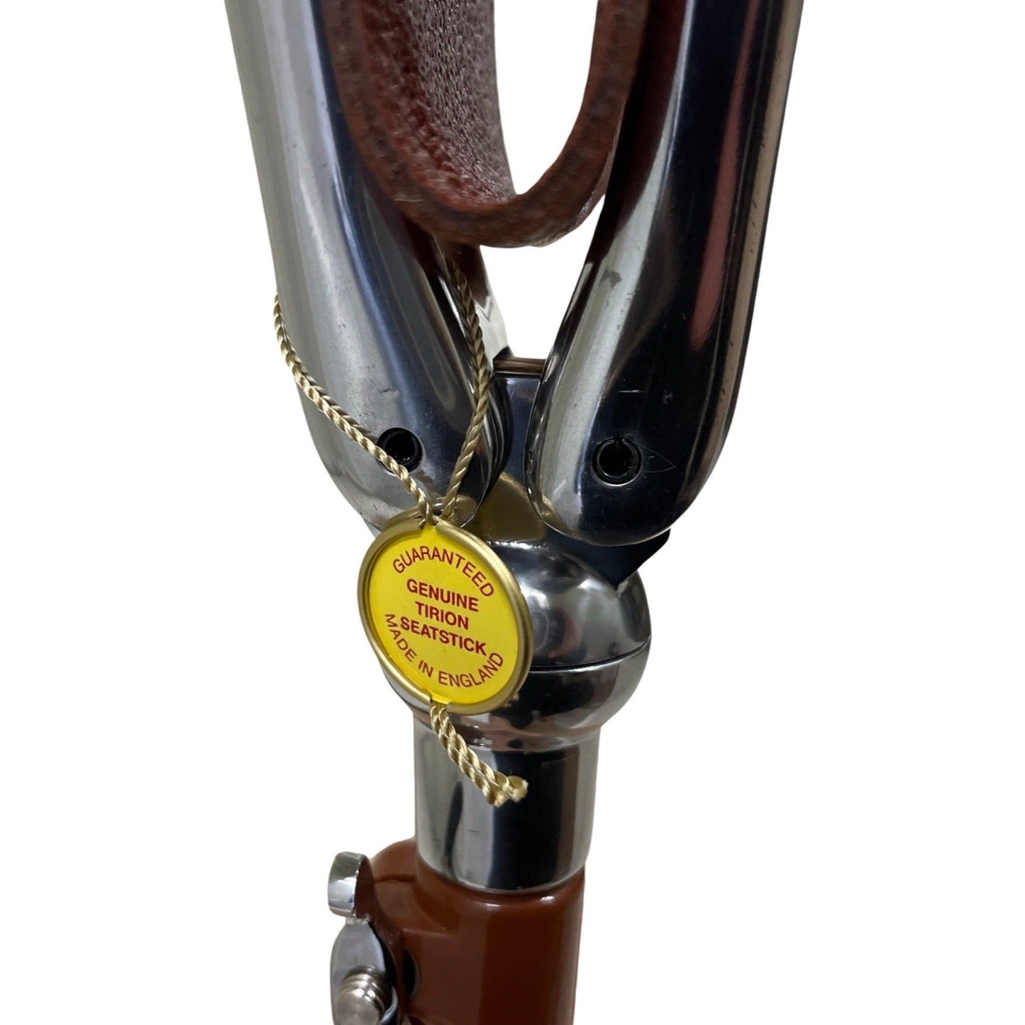 Bespoke Shot Over Seat Stick | Name Engraved in Gold | all leather in Tan | Adjustable Height and Swivel Seat | Full Name Personalization