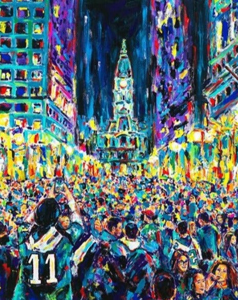 Bespoke Giclee Art by John Stango | Stango Gallery: American Football | Philadelphia Eagles | 44 by 36 inches | Acrylic Special Commission