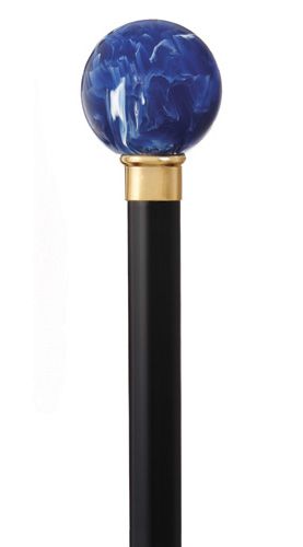 LAPIS Handled Formal Dress Stick | LAPIS (BLUE) SPHERE on Brass Cane | Sterling & Burke Ltd