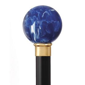 LAPIS Handled Formal Dress Stick | LAPIS (BLUE) SPHERE on Brass Cane | Sterling & Burke Ltd