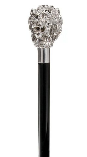 Sterling Silver Handled Formal Dress Stick | LION Head Sterling Silver Cane | Sterling & Burke Ltd