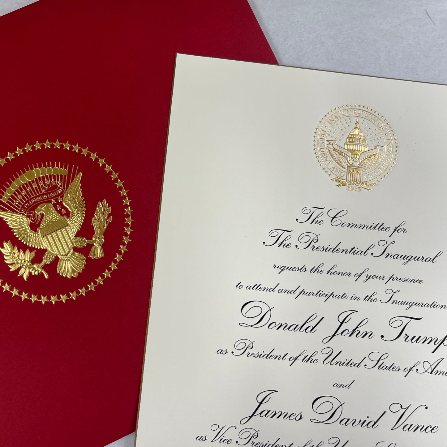 Presidential Inauguration Invitation Sample | President Trump | Hand Engraving, Foil Stamping and Printing Example