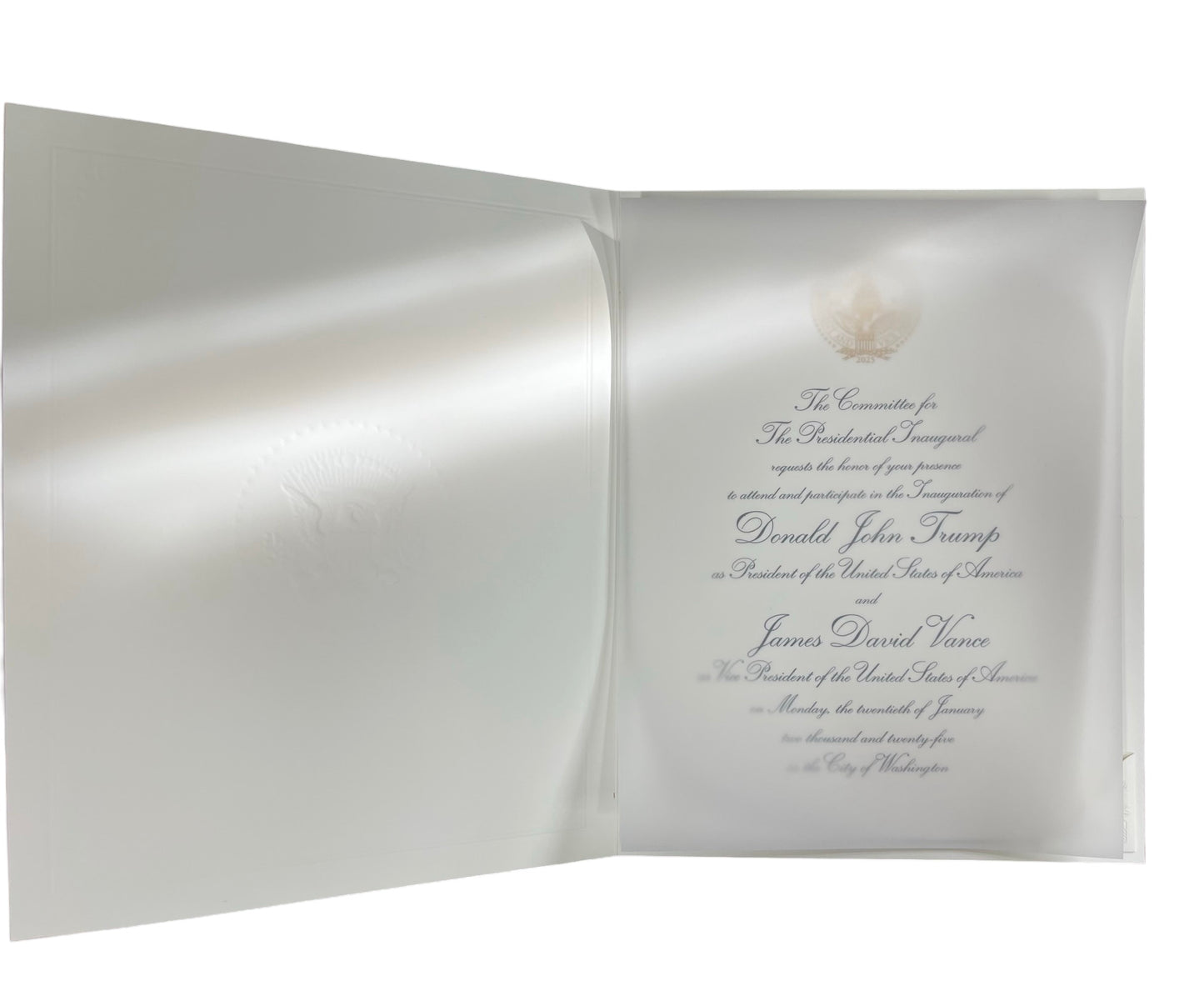 Presidential Inauguration Invitation Sample | President Trump | Hand Engraving, Foil Stamping and Printing Example
