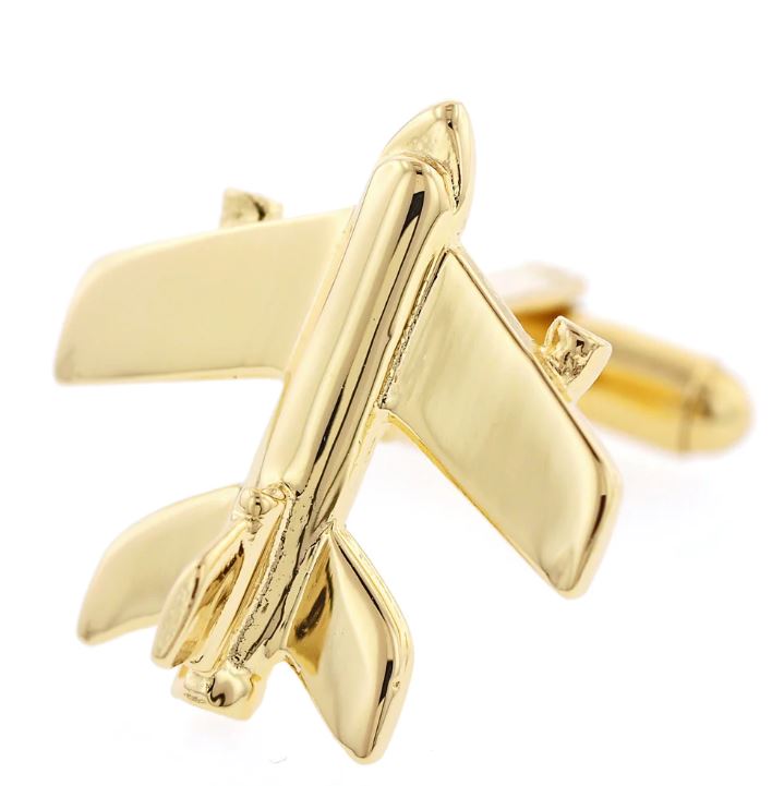 Air Plane Stud Set | Airplane Cufflinks & Studs | Manufactured in USA in Silver & Gold Finish