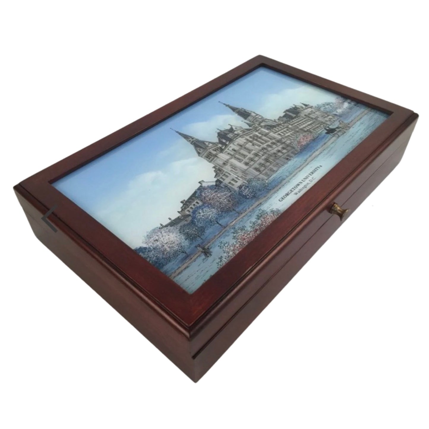Georgetown University | Large Desk Box | Sample of authentic Eglomise
