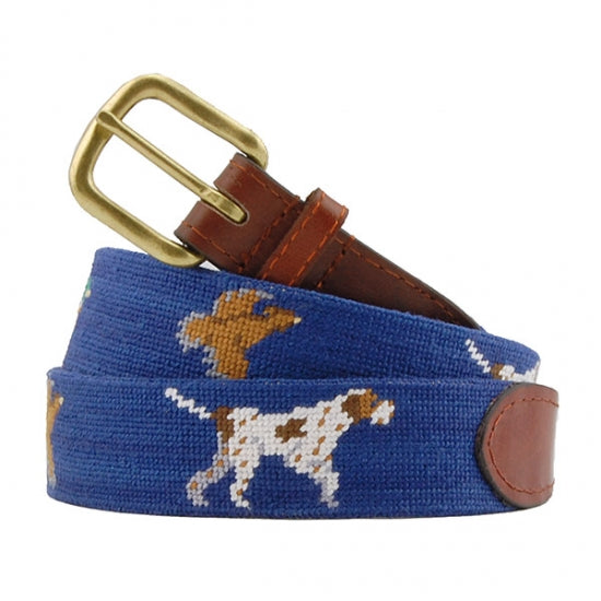Needlepoint Collection | Bird Dog Needlepoint Belt | Blue