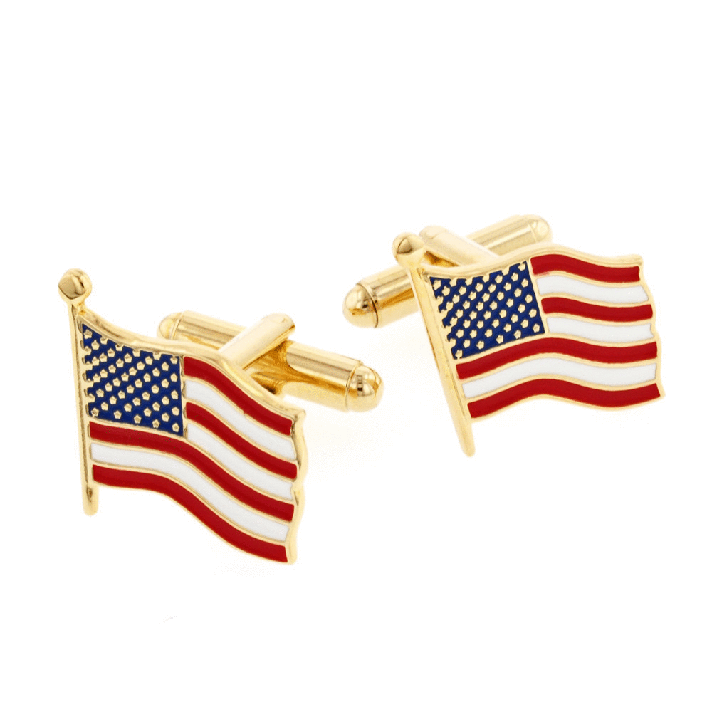 Vintage Style Waving American Flag Cufflinks