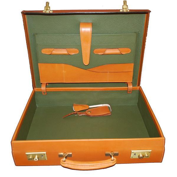 3.5 Inch Lid Over Body Attache Case, BESPOKE | Hand Stitched | English Bridle Leather | Sterling and Burke-Attache-Sterling-and-Burke
