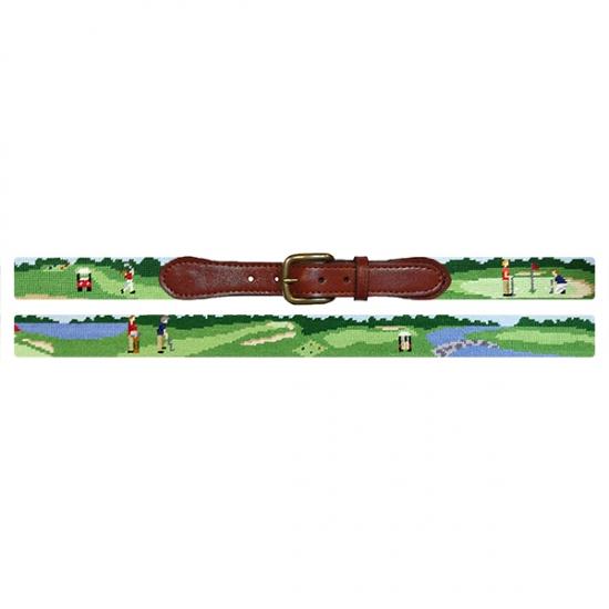 Needlepoint Collection | On The Links Needlepoint Belt | Smathers and Branson-Belt-Sterling-and-Burke