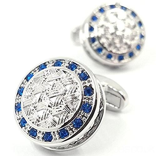 Blue Stones with Woven Design Cufflinks-Cufflinks-Sterling-and-Burke