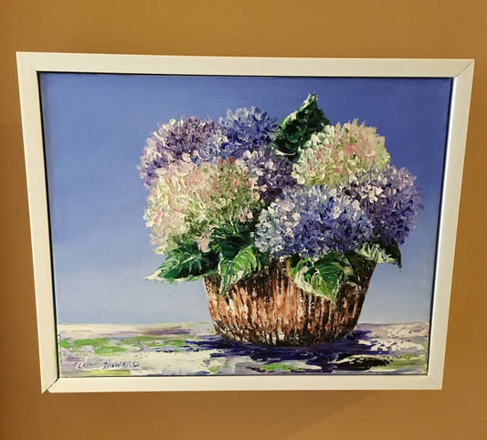 Art | Summer Hydrangeas | Original Oil Painting by Claire Howard | 8" x 10"-Oil Painting-Sterling-and-Burke