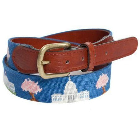 Needlepoint Collection | Washington, DC Needlepoint Belt | Blue | Smathers and Branson-Belt-Sterling-and-Burke