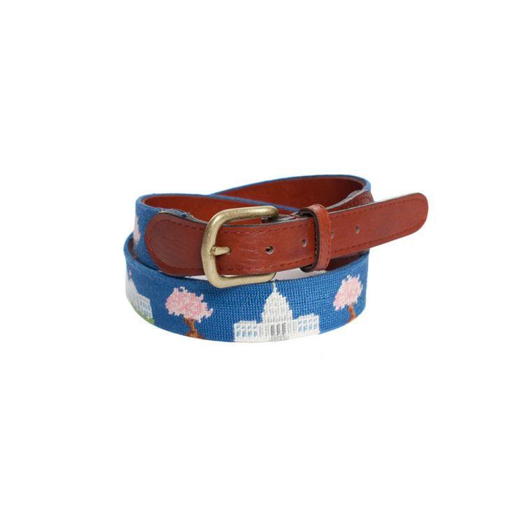 Needlepoint Collection | Washington, DC Needlepoint Belt | Blue | Smathers and Branson-Belt-Sterling-and-Burke