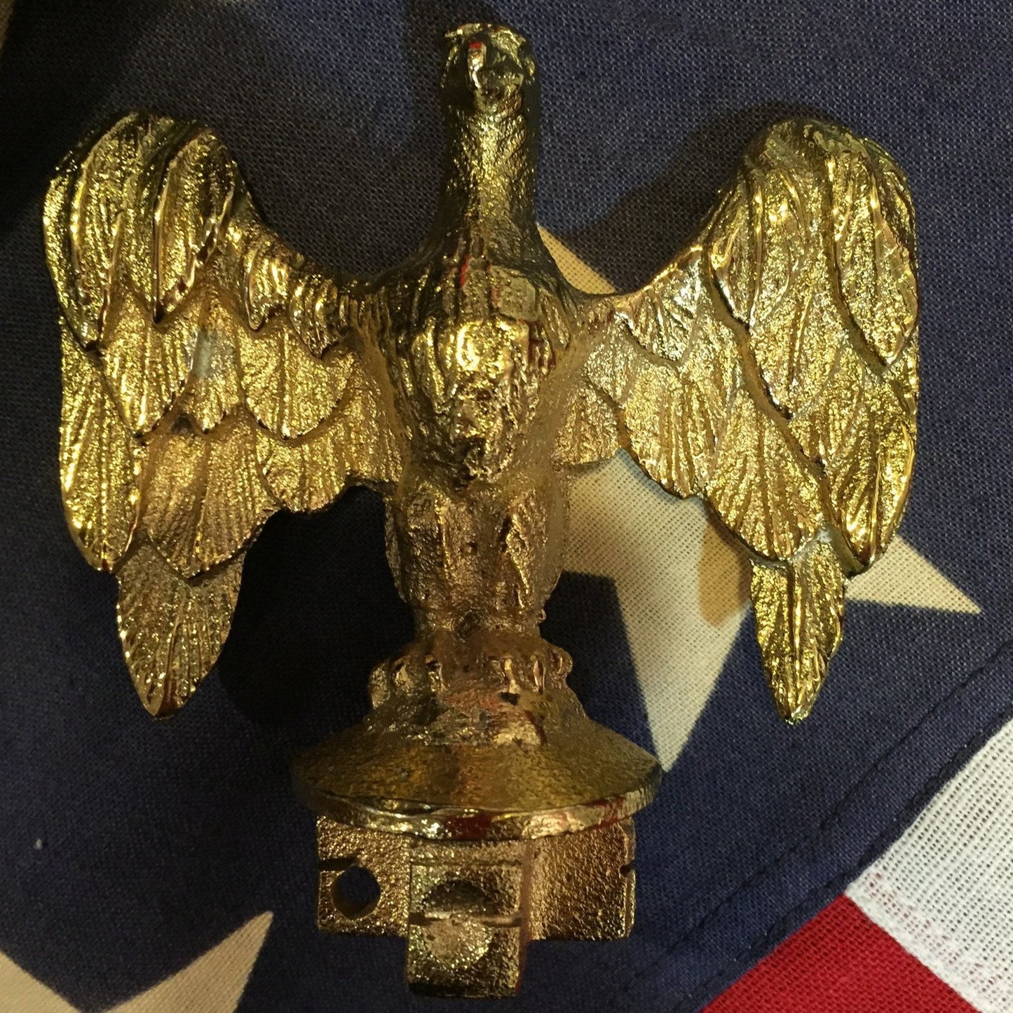 Patriotic Antique American Eagle Flag Topper | Gold Plated | US Flag Eagle 3.5" | Business Gift-Antique Artifact-Sterling-and-Burke
