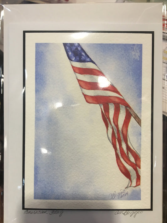 Art | American Flag | Limited Edition Giclee Printed Card by Carole Moore Biggio | 7" x 5"-Giclee Print-Sterling-and-Burke