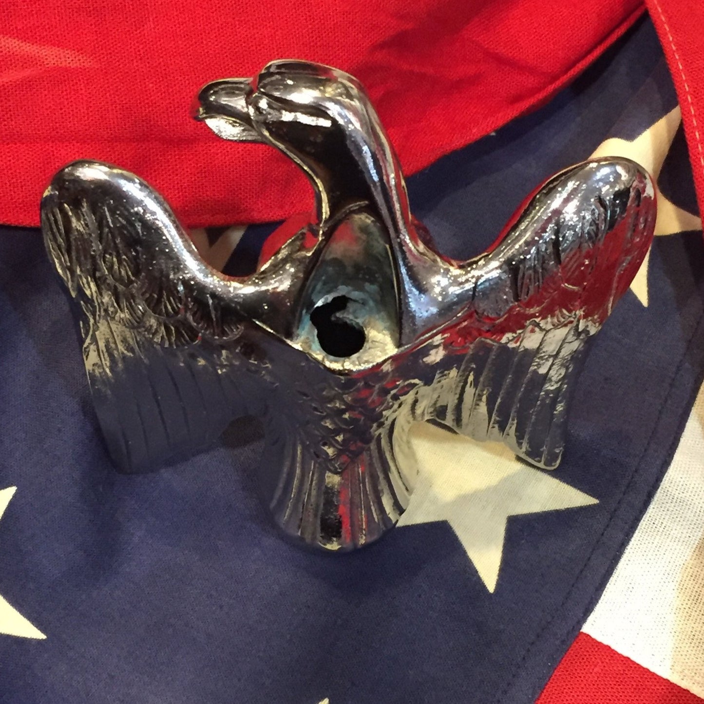 Patriotic Antique American Eagle Flag Topper | Silver Plated | 6" US Eagle | Business Gift | sold-Antique Artifact-Sterling-and-Burke
